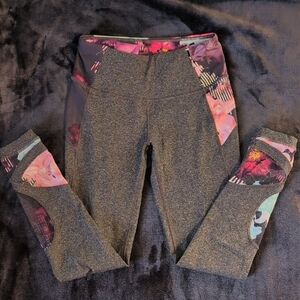 Calia Workout Tights, Grey And Floral Print XS